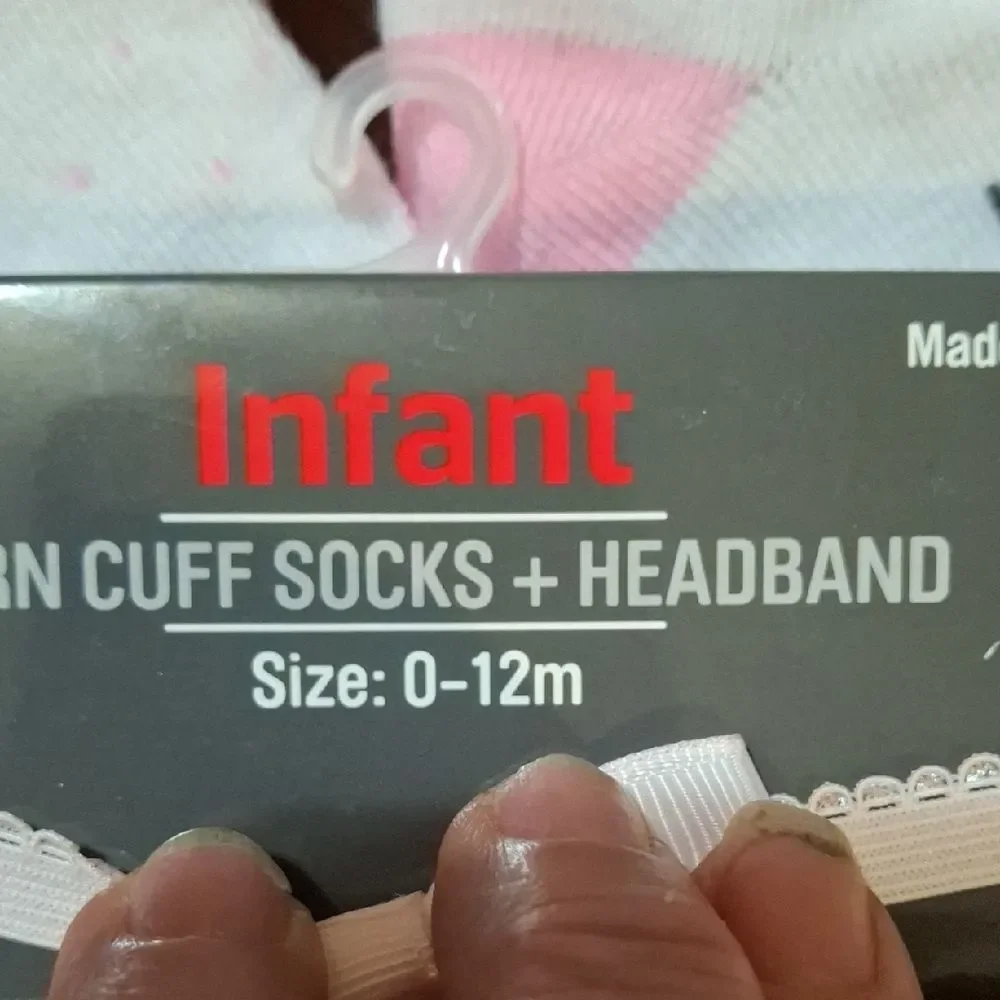 Charming Infant Pink and White Socks & Headband Set 12 Pair (Soc003)